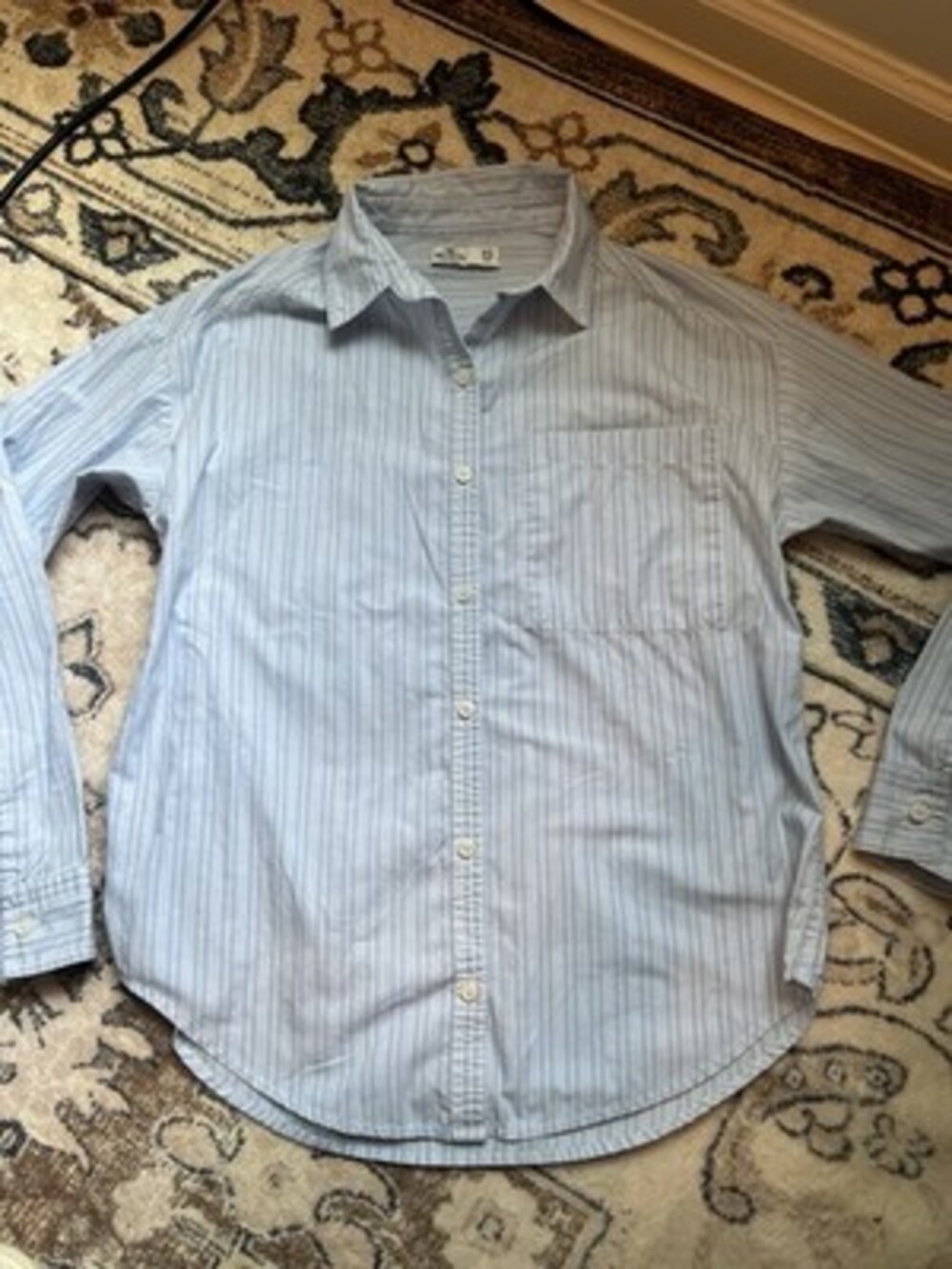 Hollister Dress shirt women striped blue and white size XS